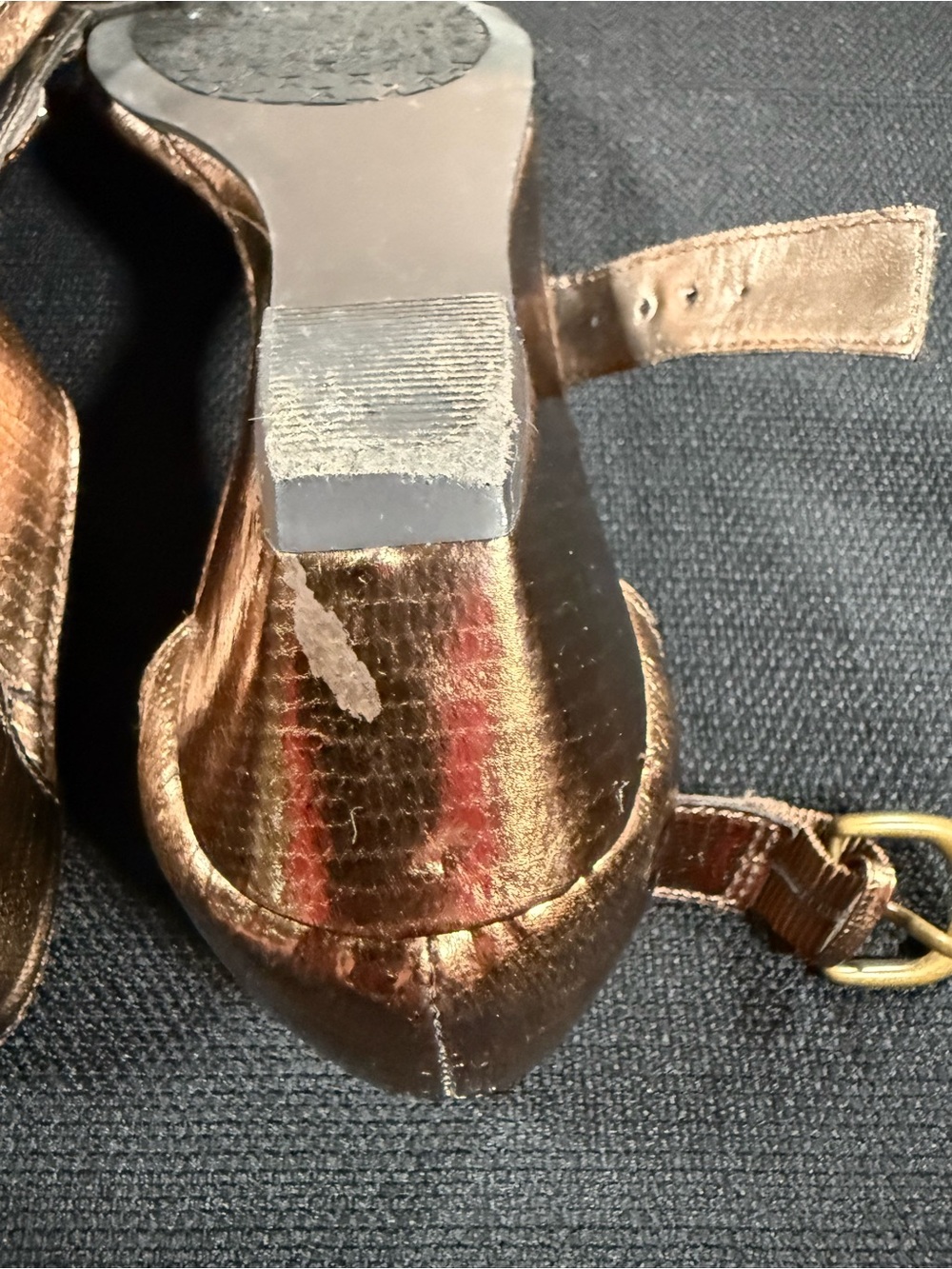 Karen Scott Bronze Jeweled T-Strap Heels‎ - Picture 5 of 8